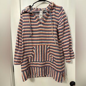 Hobie Striped Hooded Pullover with Front Pocket